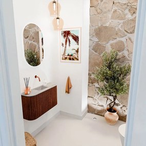 Mondiaz Joya DLux 75cm toiletmeubel ronding links/rechts ruby met wastafel faye midden zonder kraangat glace