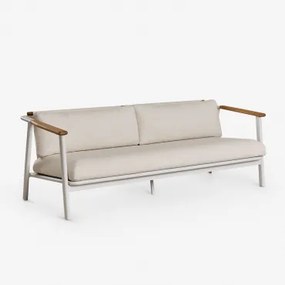 Yervin 3-zits Tuinbank In Aluminium En Bouclé Stof Bouclé Natuurlijke Kleuren - Sklum