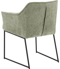 Goossens Eetkamerstoel Ronnie groen stof met armleuning, elegant chic
