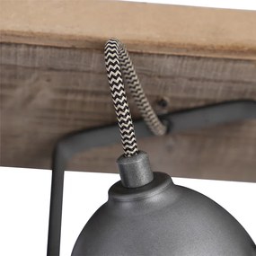 Smart Spot / Opbouwspot / Plafondspot staal met hout kantelbaar incl. 3 WiFi GU10 - Emado Industriele / Industrie / Industrial GU10 Binnenverlichting Lamp