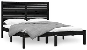 vidaXL Bedframe massief hout zwart 150x200 cm 5FT King Size