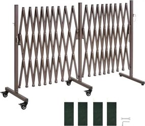 VEVOR Uitschuifbare schaarpoort, dubbele barrière met vergrendelbare wielen, verstelbaar tot 6 m, mobiele veiligheidsbarrière voor waarschuwingsdoeleinden, metalen barricade voor buiten- en industrieel gebruik