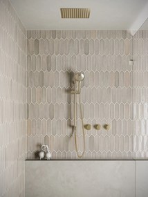 Saniclear Plus inbouw regendouche met inbouw douchekop 30x30cm, glijstang en 2 standen handdouche geborsteld messing - mat goud