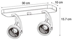 Design plafondSpot / Opbouwspot / Plafondspot zwart GU10 70mm 2-lichts draai- en kantelbaar - Vo Design GU10 rond Binnenverlichting Lamp