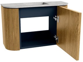 Mondiaz Joya DLux 65cm toiletmeubel ronding links/rechts oak met wastafel faye midden zonder kraangat glace