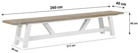 Tuinset 6 personen 260 cm Aluminium/teak Wit Lifestyle Garden Furniture Brandon/Florence