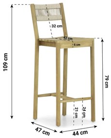 Barstoel Teak Old teak greywash Santika Suka