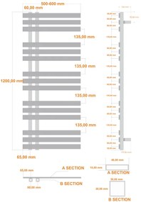 Eastbrook Hurley handdoekradiator 50x120cm 551W zwart mat