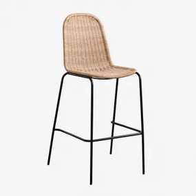 Verpakking Van 2 Reiven Stapelbare Rieten Hoge Krukken Zwart & ↑75 Cm - Sklum