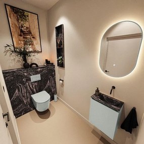 MONDIAZ TURE-DLUX 40cm toiletmeubel Greey. EDEN wastafel Lava positie rechts. Zonder kraangat. TUREDX40GRER0LAV