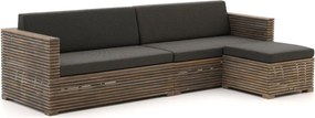 Chaise longue loungeset ROUGH  | 3 personen | Loungeset Old Teak Greywash | Teakhout | Kees Smit Tuinmeubelen