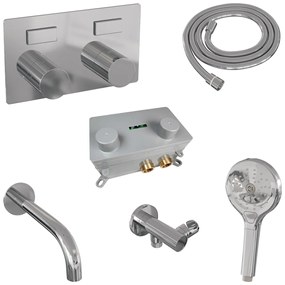 Brauer Stripe inbouw badkraan met drukknoppen en 3 standen handdouche chroom