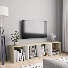 vidaXL Boekenkast/tv-meubel 143x30x36 cm wit en sonoma eikenkleurig