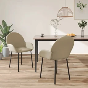 vidaXL Eetkamerstoelen 2 st kunstleer cappuccinokleurig