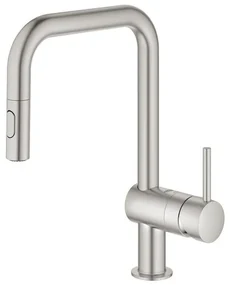 GROHE Minta Keukenkraan - draaibare/uittrekbare uitloop - 2 straalsoorten - supersteel geborsteld 32322DC2