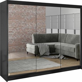 Kledingkast Closico 160, Zwart, 215x200x58cm, 191 kg, Kledingkast deuren: Schuivend, Aantal planken: 9, Aantal planken: 9