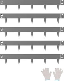 VEVOR Gazonrand 5-pack, Bloembedrand 990x156 mm, Metalen Bloembedrand, Flexibele Tuinrand, Robuuste Tuinafscheiding, Eenvoudig te installeren, Bloembed-/Tuinpadafscheiding, Donkergrijs