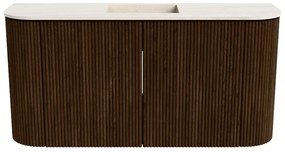 Mondiaz Joya DLux 85cm toiletmeubel ronding links/rechts walnut met wastafel faye midden zonder kraangat meli