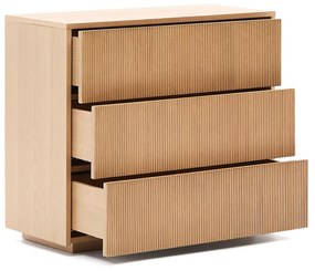 Kave Home Helvine Eiken Ladenkast Met Ribbels - 90x50x79cm.