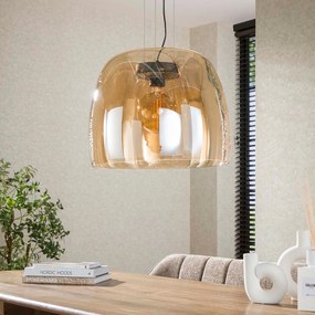 Grote Hanglamp Amberkleurig Glas 48 Cm