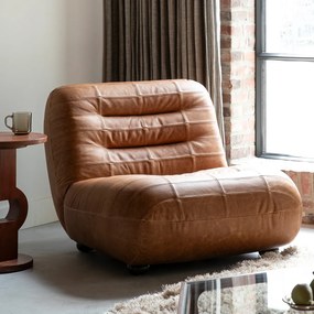 Dutchbone Wyatt Leren Lounge Fauteuil Cognac