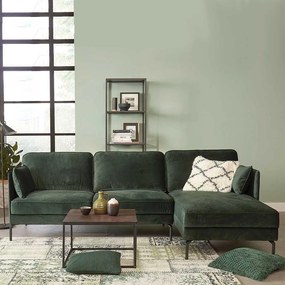 Dimehouse | Hoekbank Peppin 3-zits velvet zithoogte 46 cmzitdiepte 59 cmhoogte 85 cmdikte groen zitbanken velvet banken | NADUVI outlet