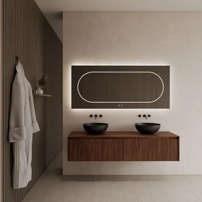 Gliss Design Timotheus badmeubel met 2 lades en ribbelfront 180cm walnut