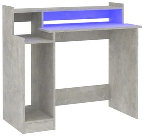 vidaXL Bureau met LED-verlichting 97x90x45 cm bewerkt hout betongrijs