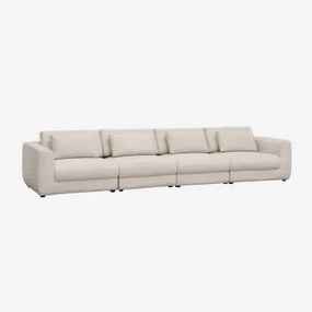 4-delige Modulaire Bank Met In Hoogte Verstelbare Hoofdsteun, Bekleed Met Cataline Chenille Chenille Crèmebeige - Sklum