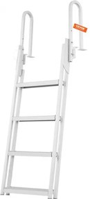 VEVOR Dock Ladder, opvouwbaar, 4 treden, draagvermogen 350 lbs, aluminium pontonbootladder met 4" brede trede en antislip rubberen mat, drijvende trap voor schip/meer/zwembad/maritiem