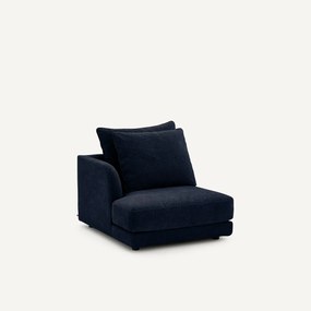 Halve bank links, afgerond, modulair, van chenillefluweel, TIBERIO