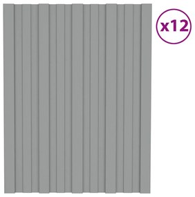 vidaXL Dakpanelen 12 st 60x45 cm gegalvaniseerd staal grijs