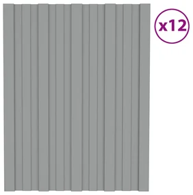 vidaXL Dakpanelen 12 st 60x45 cm gegalvaniseerd staal grijs