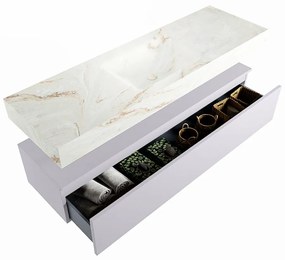 Mondiaz Alan DLux badmeubel 150cm cale 1 lade met wastafel frappe midden 1 kraangat