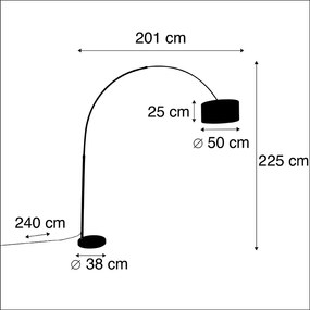 Booglamp staal stoffen kap zwart 50 cm - XXL Modern E27 Binnenverlichting Lamp