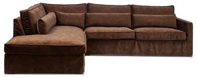 Rivièra Maison - Brompton Cross Corner Sofa Chaise Longue Left, velvet, chocolate - Kleur: bruin