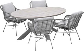 Garden Impressions Lucas tuinset 5-delig valley sand - Tulli tuintafel 180x115 cm - light teak vironwood