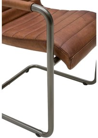 Goossens Eetkamerstoel Bryan cognac leer met armleuning, urban industrieel