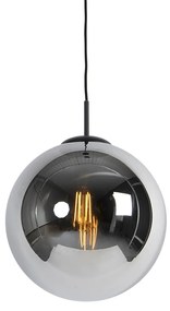 Smart hanglamp met dimmer zwart met smoke glas 30 cm incl. Wifi ST64 - Pallon Art Deco E27 bol / globe / rond Binnenverlichting Lamp
