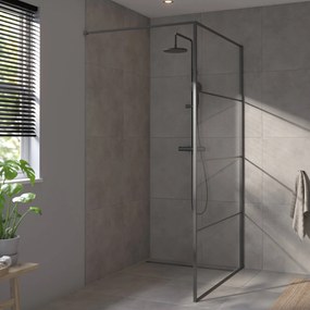 Saqu Devine industriële inloopdouche incl. antikalkbehandeling 120x210cm mat zwart