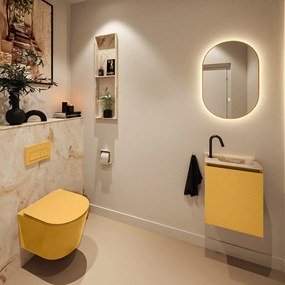 Mondiaz Ture DLux toiletmeubel 40cm ocher met wastafel frappe rechts met kraangat