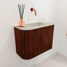 Mondiaz Joya DLux 50cm toiletmeubel ronding links ruby met wastafel faye rechts zonder kraangat opalo