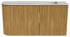 Mondiaz Joya DLux 80cm toiletmeubel ronding links oak met wastafel faye rechts 1 kraangat glace
