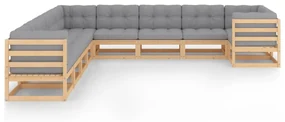 vidaXL 10-delige Loungeset met kussens massief grenenhout