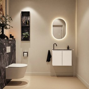 Mondiaz Ture DLux toiletmeubel 60cm talc met wastafel lava links met kraangat