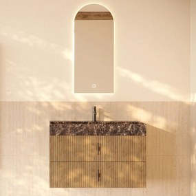 Muebles Murcia badmeubel ribbelfront 100cm eiken met Dark Emperador wastafel met kraangat