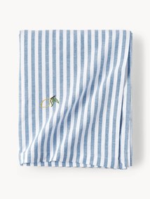 Gestreept tafelkleed Melony met geborduurde motieven