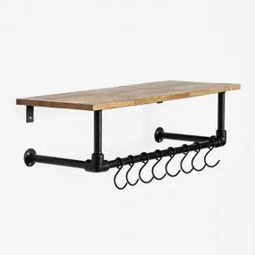 Wandkapstok Met Plank Van Mangohout En Staal Jensin Mangohout - Sklum