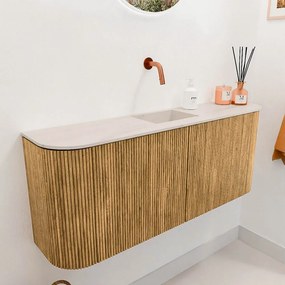 Mondiaz Joya DLux 105cm toiletmeubel ronding links/rechts oak met wastafel faye midden zonder kraangat meli