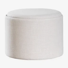 Berkeleni Ronde Gestoffeerde Poef Met Dienblad En Opbergruimte Ø55 Cm & Linnen Beige – Crème - Sklum